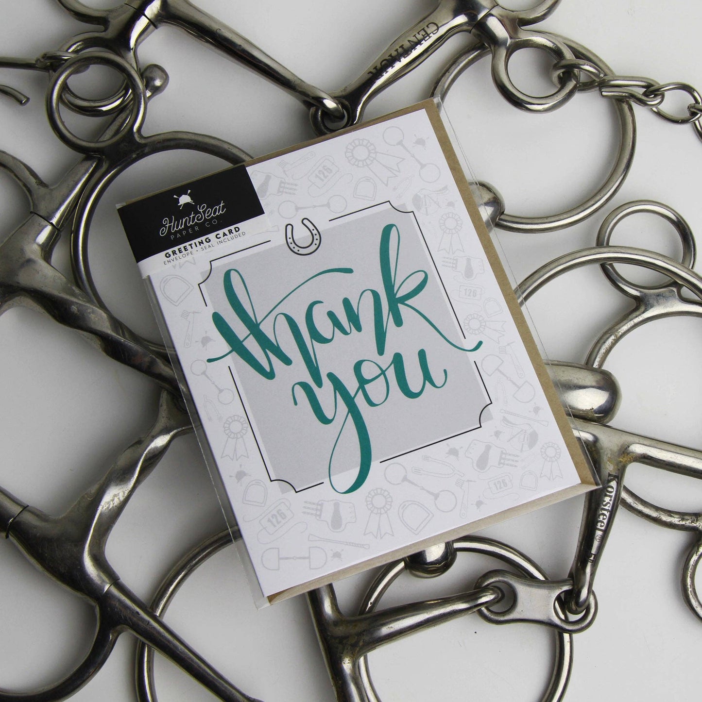 Thank You equestrian greeting card and envelope