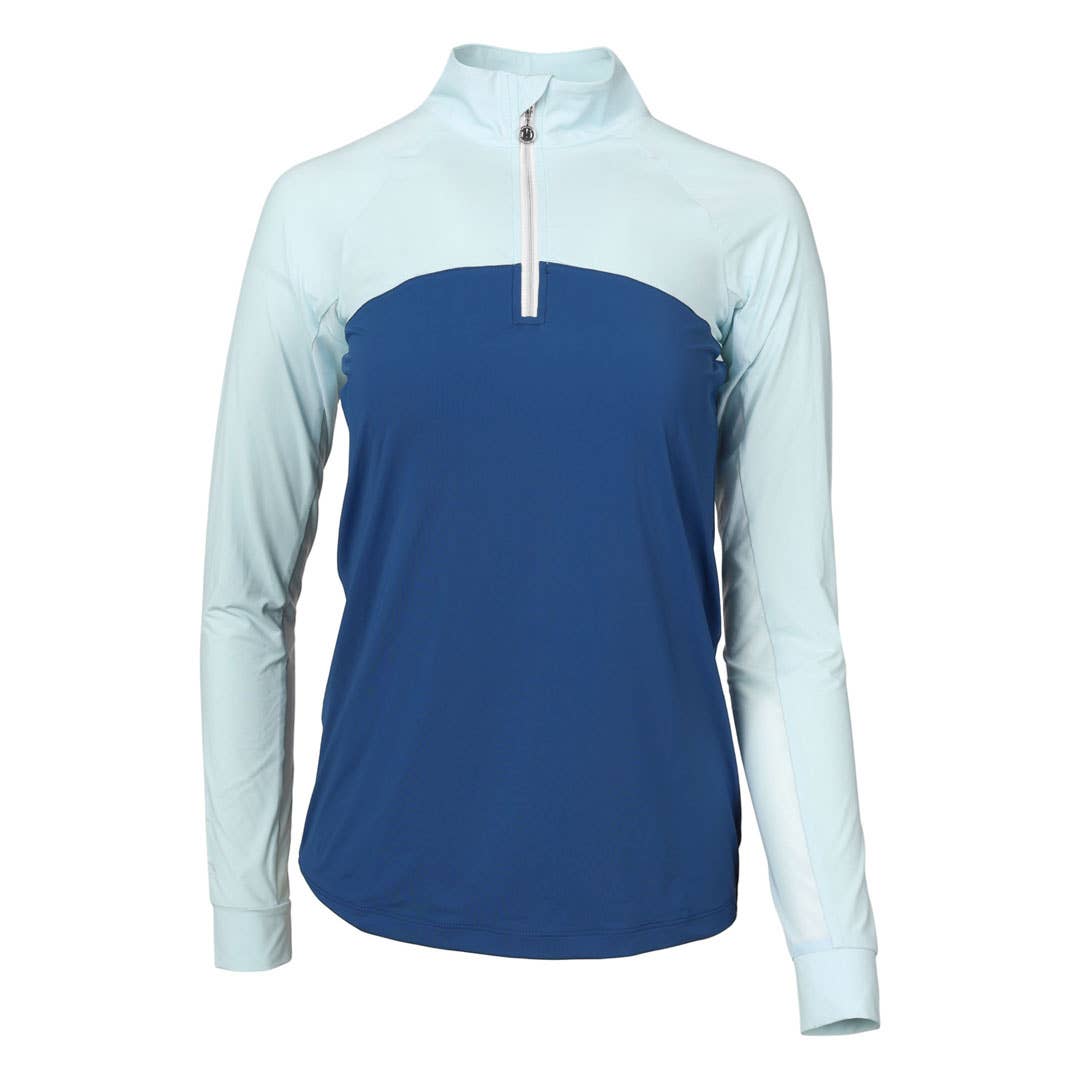Dapplebay Lady 1/4 Zip Riding Top-Light Blue/Navy