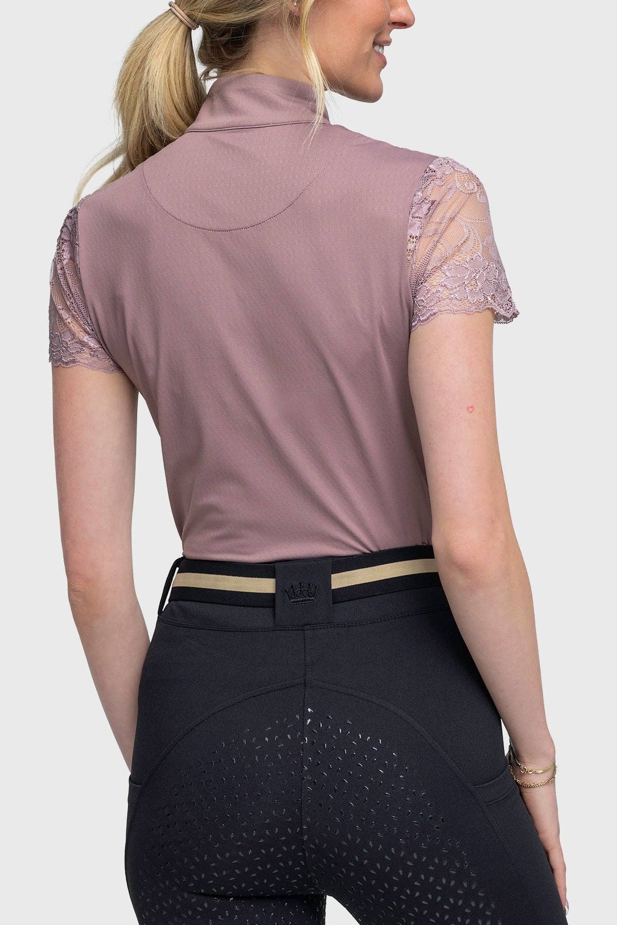 Galloon Lace Dusty Mauve Short Sleeve Sun Shirt