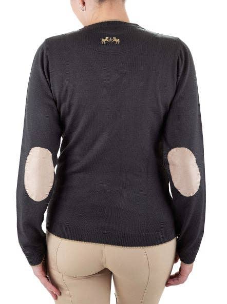 Equine Couture Morgan V-Neck Sweater: Charcoal