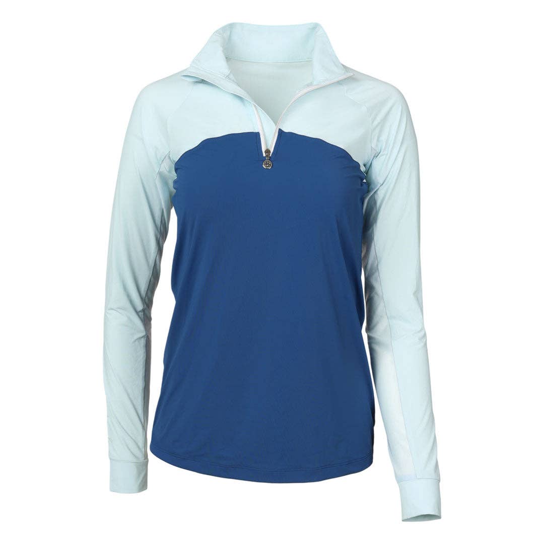 Dapplebay Lady 1/4 Zip Riding Top-Light Blue/Navy