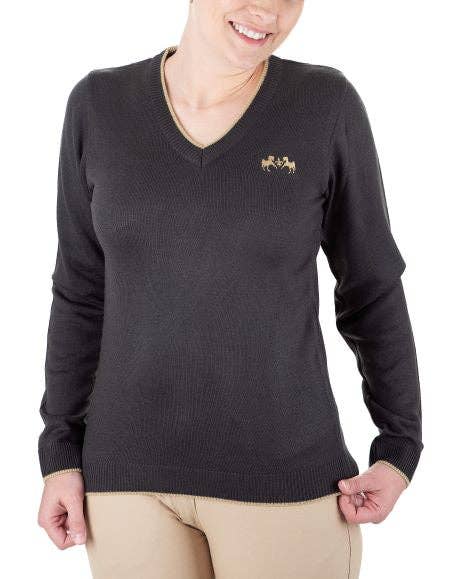 Equine Couture Morgan V-Neck Sweater: Charcoal
