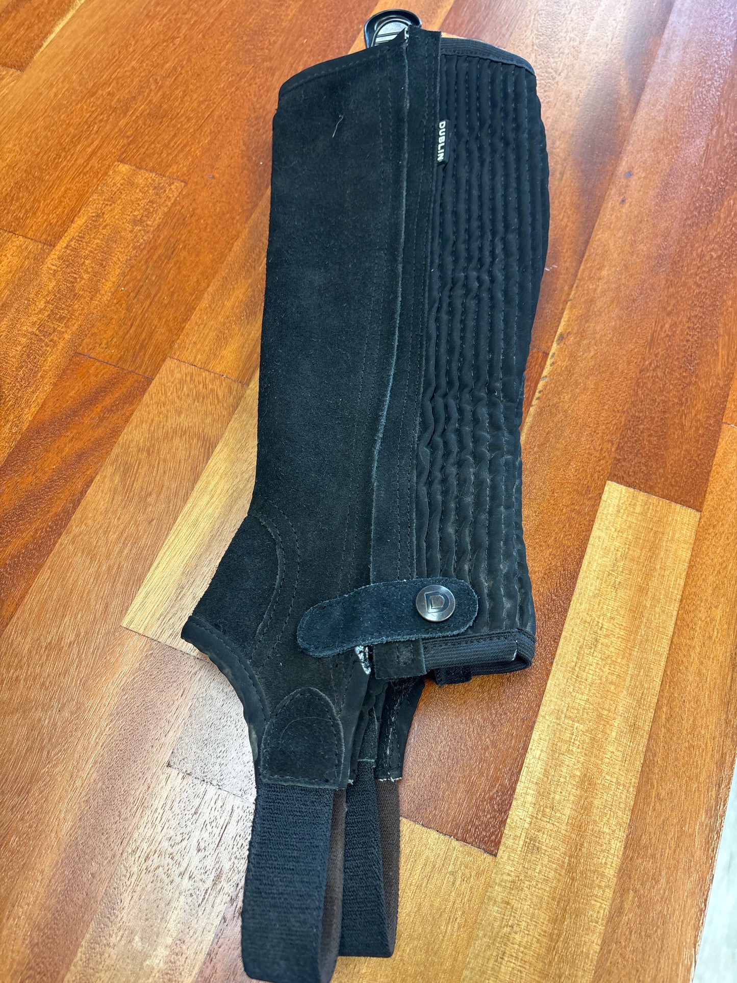 Used Dublin Black Suede Half Chaps - Kids Large
