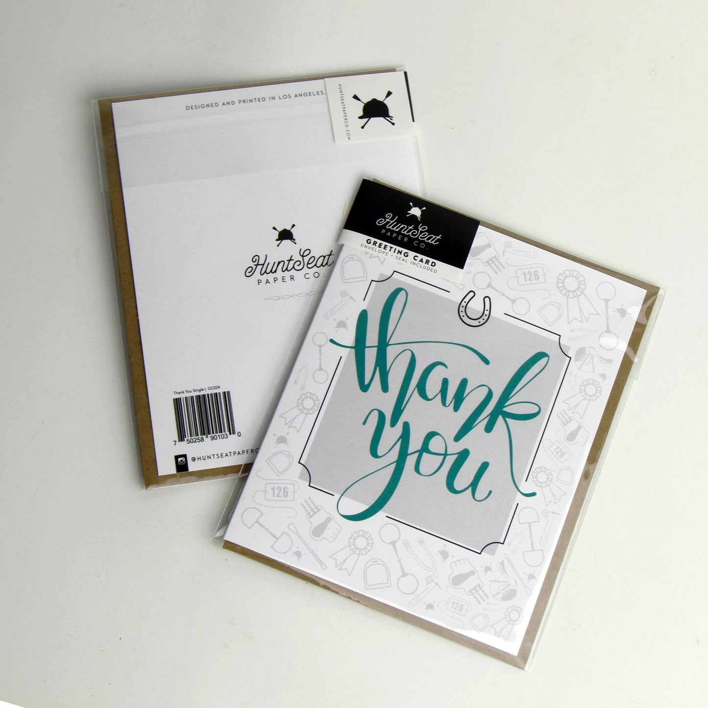 Thank You equestrian greeting card and envelope