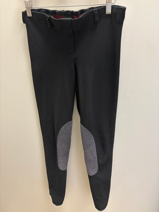 Tuffrider Black Ribbed Knee Patch Breech - 28