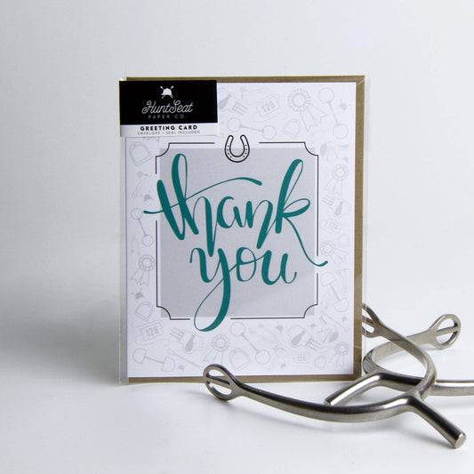 Thank You equestrian greeting card and envelope