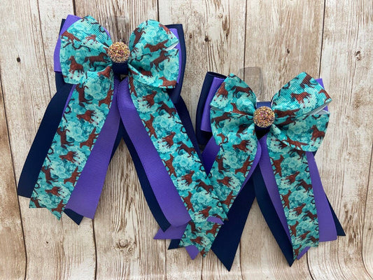 Teal equestrian bows