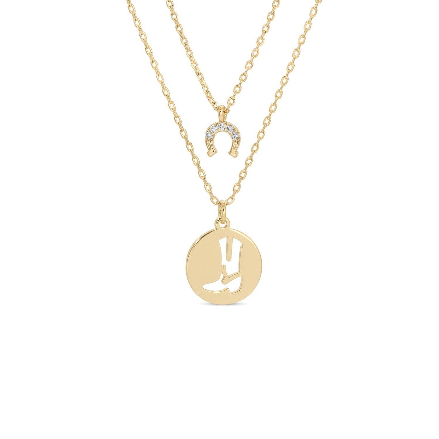 Cowgirl boot gold necklace