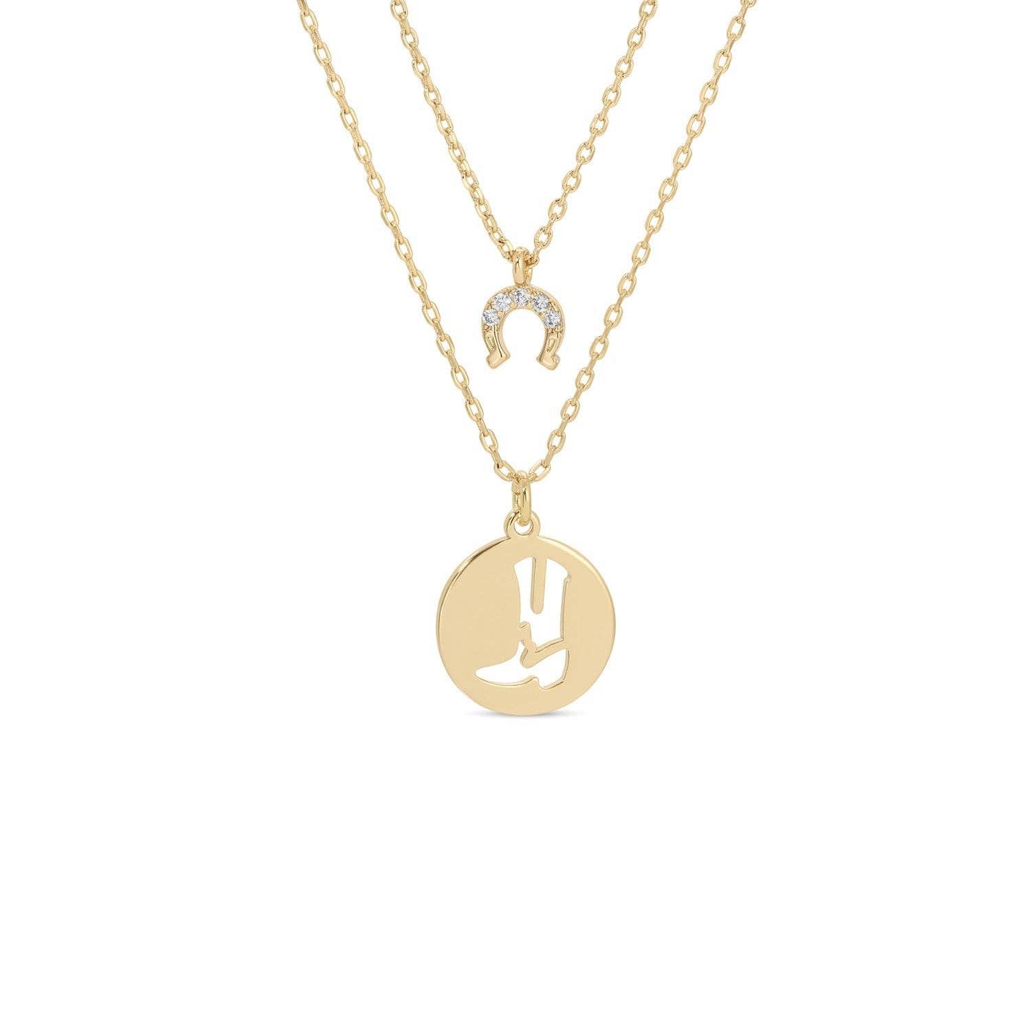 Cowgirl boot gold necklace