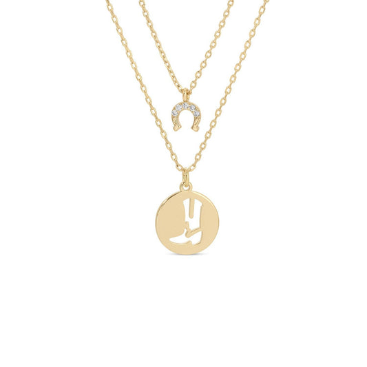 Cowgirl boot gold necklace