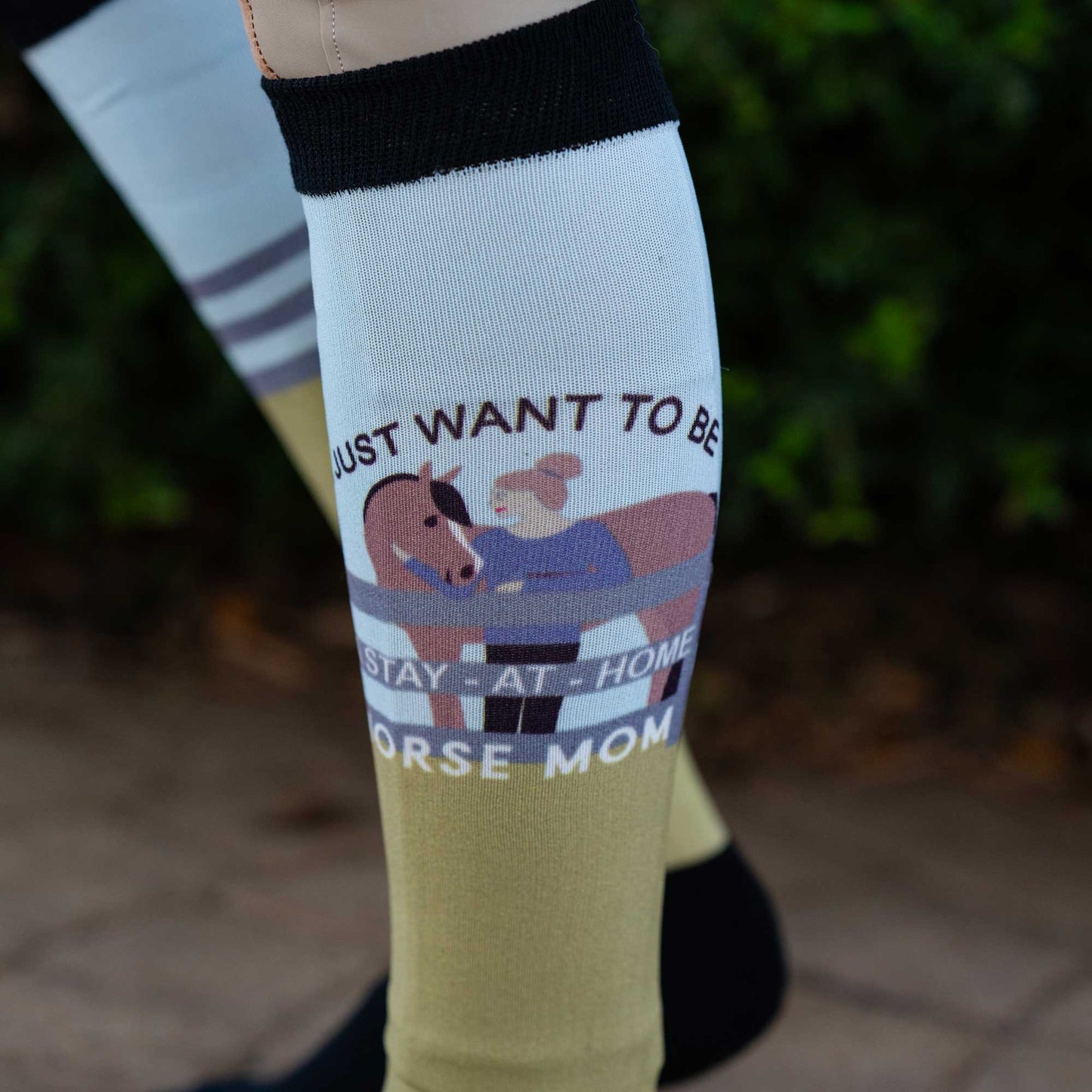 Dapplebay Slick Boot Socks - Horse Mom: Multi / One Size