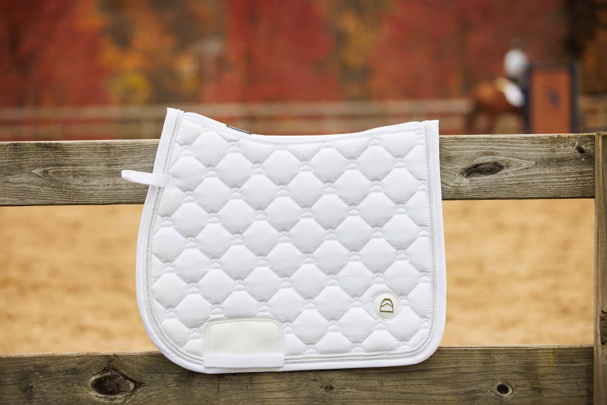 Gorgeous white dressage saddle pad with silver accents