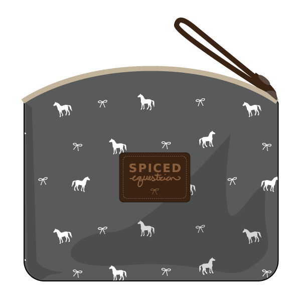 Pony Print Makeup Bag: Grey