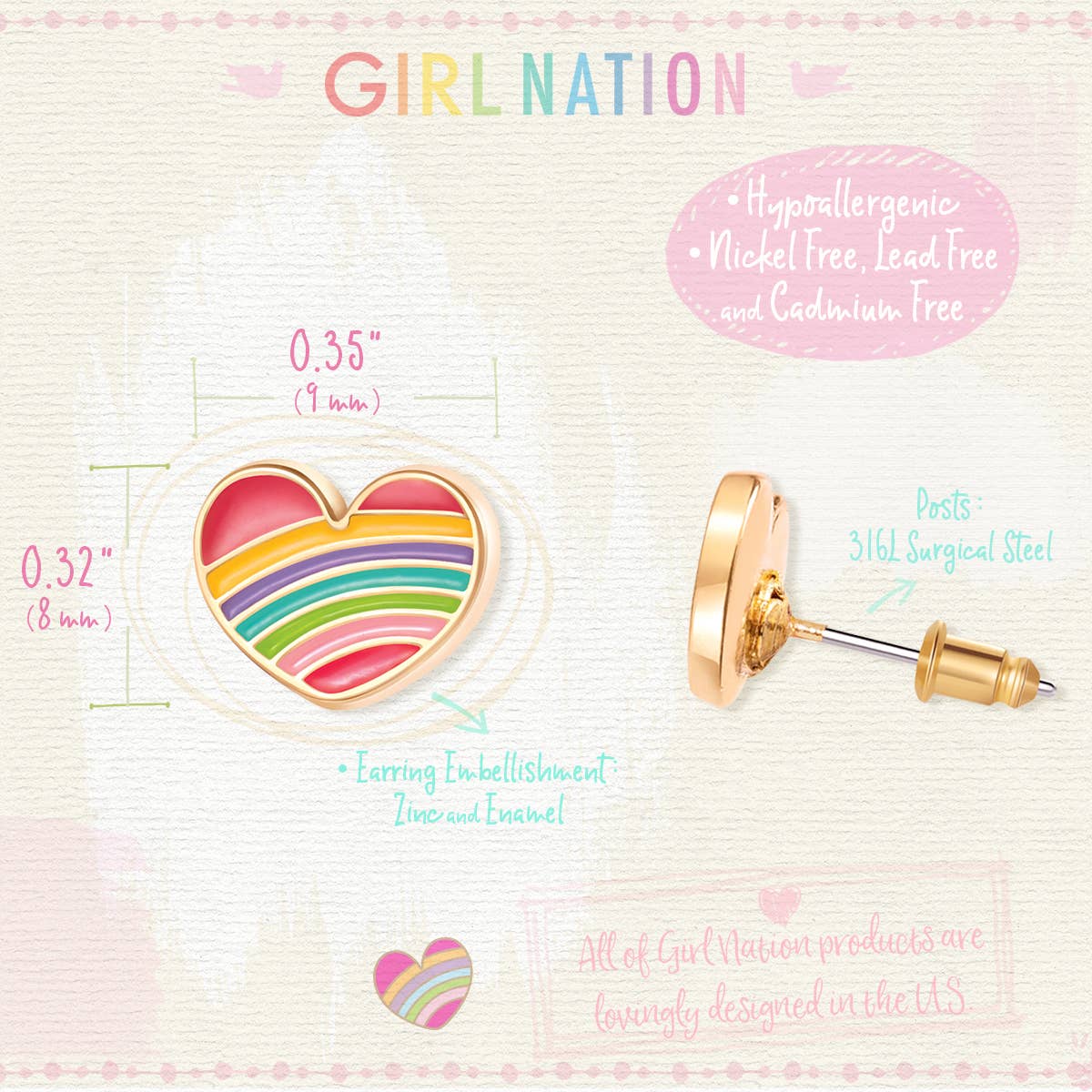 Rainbow Heart earrings