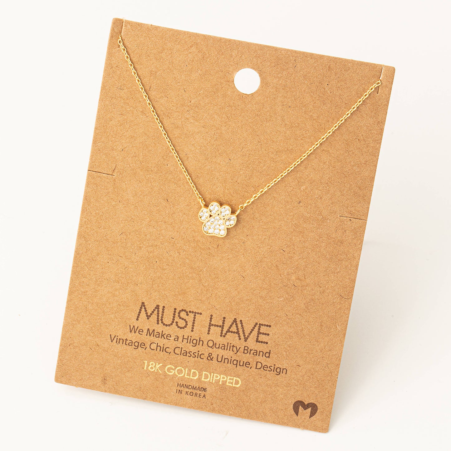 Gold Dog Paw Necklace
