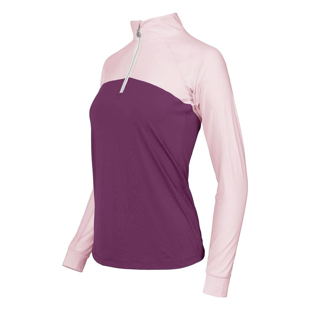 Dapplebay Lady 1/4 Zip Riding Top-Light Pink/Plum