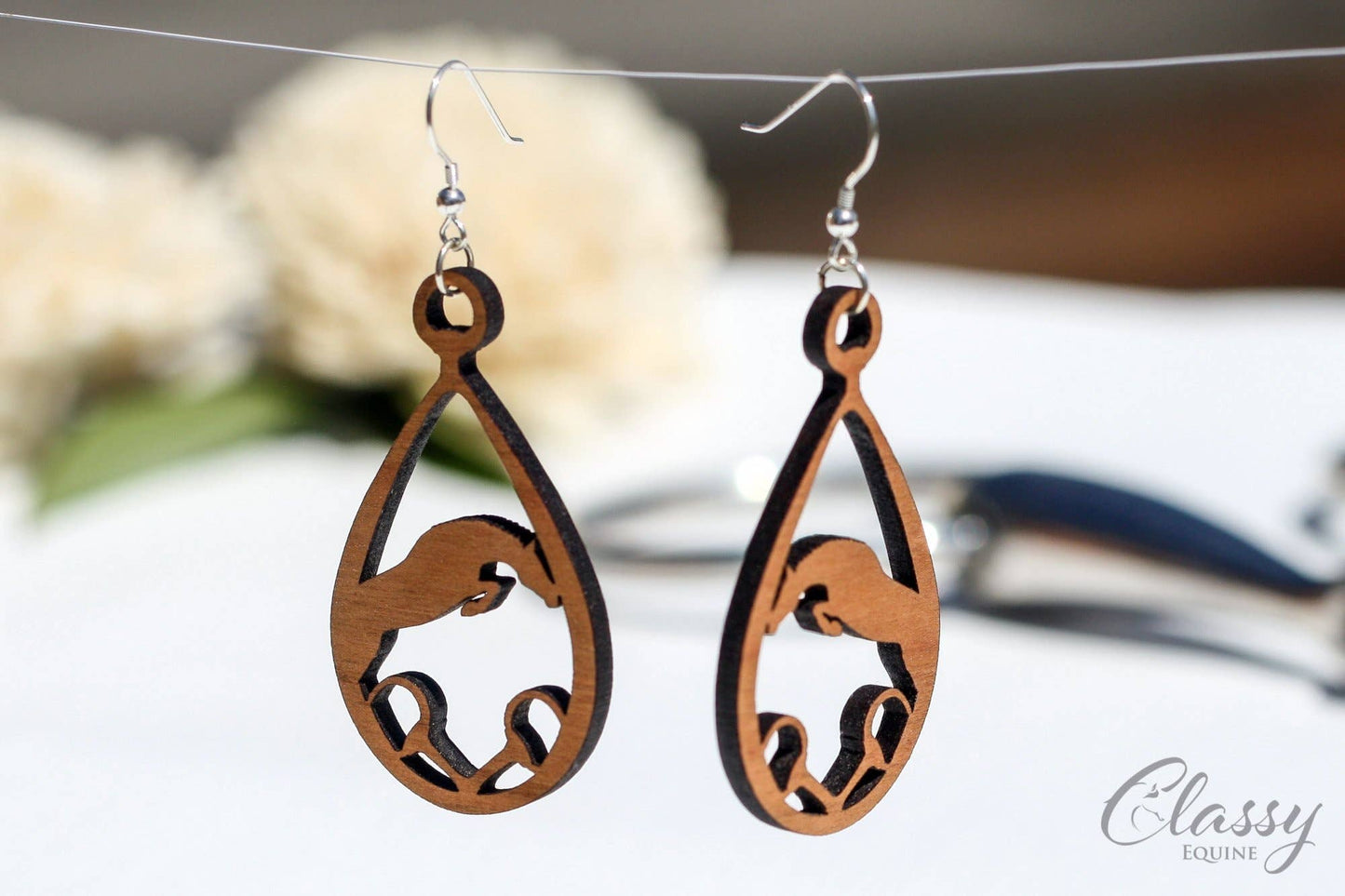 Wooden Jumping Horse earrings