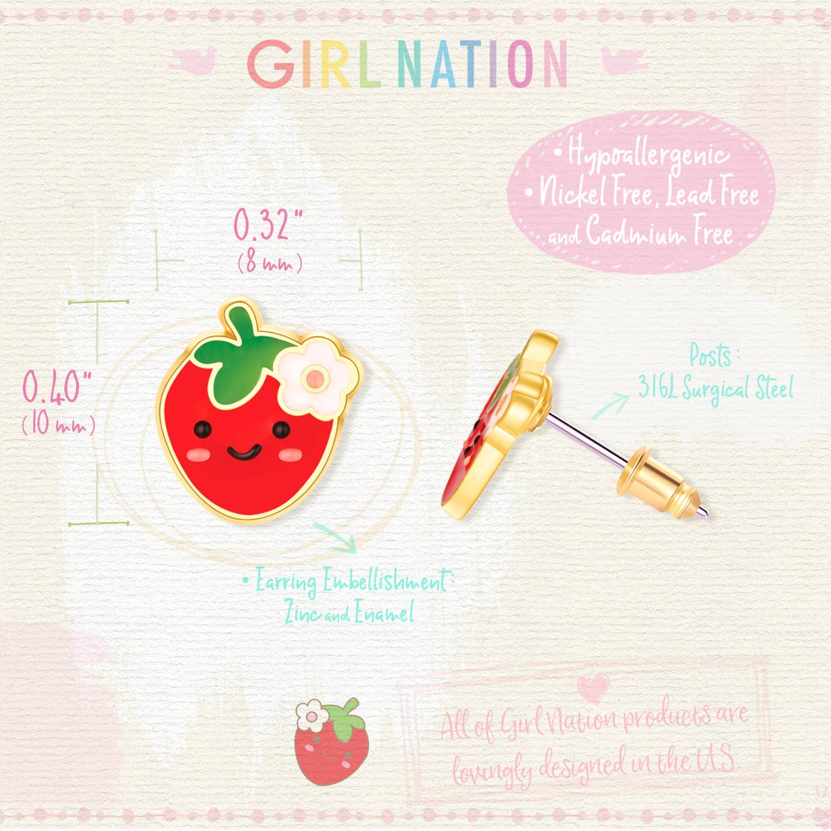 Strawberry stud earrings