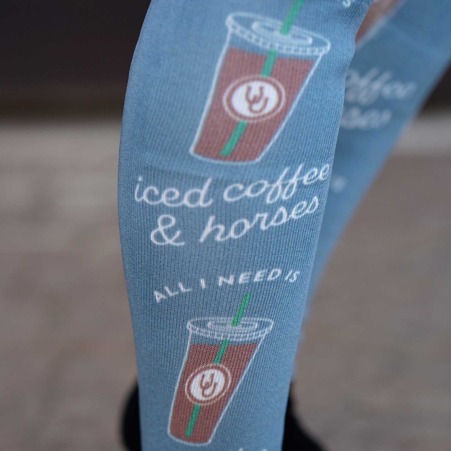 Dapplebay Slick Boot Socks - Iced Coffee & Horses: Charcoal / One Size