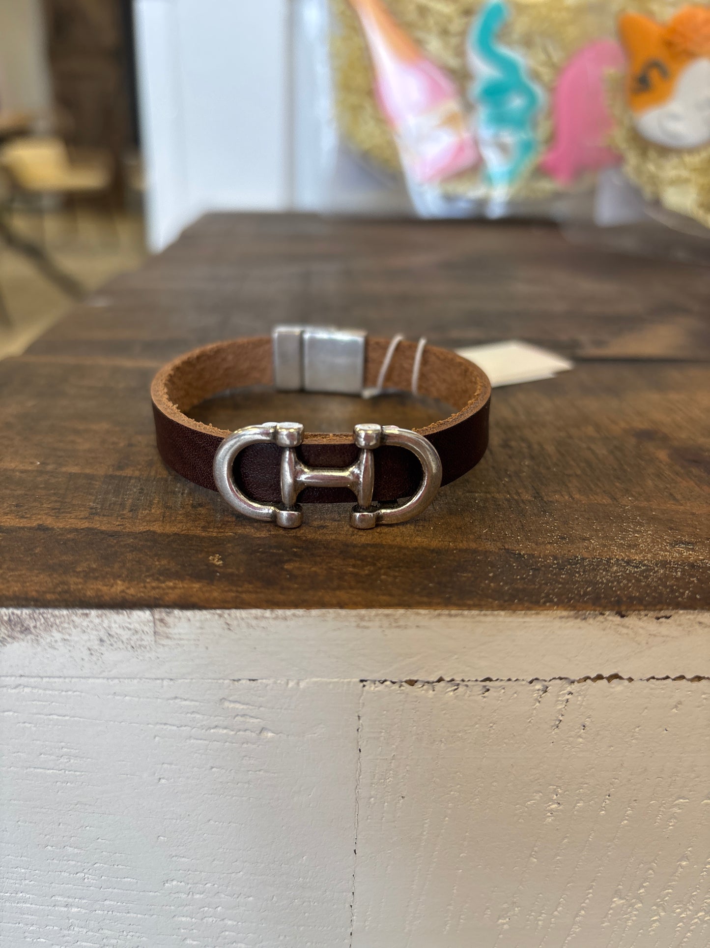 Leather bit horse bracelet