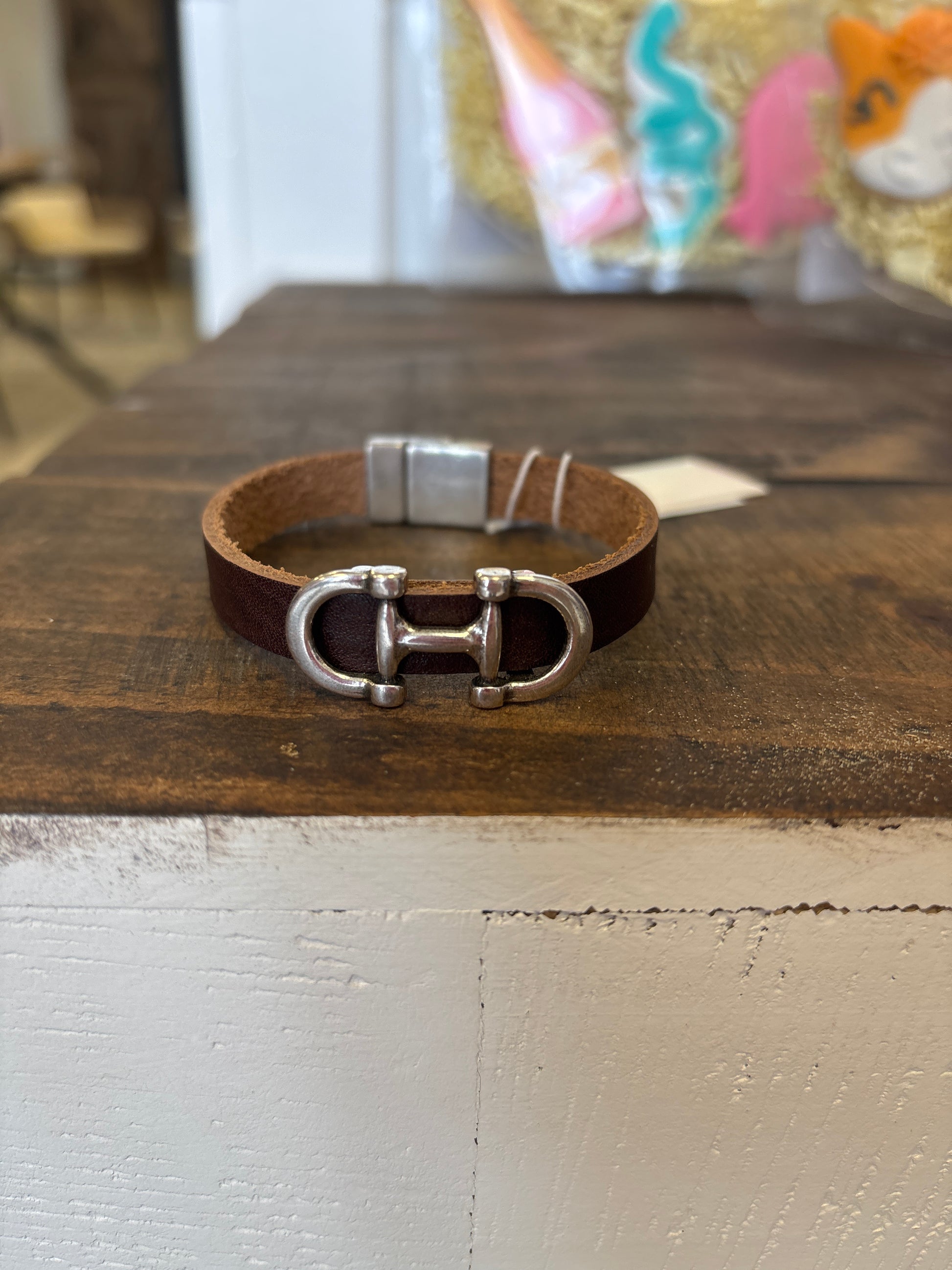 Leather bit horse bracelet