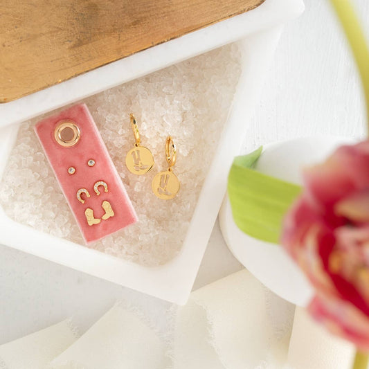 Equestrian gold earrings set