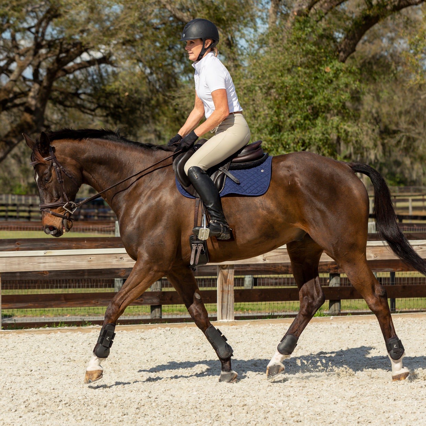 Tan knee-patch breeches