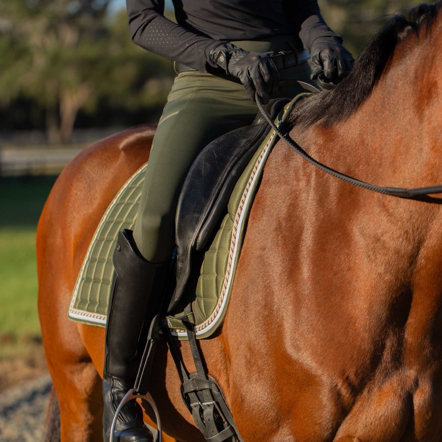 Equinavia Inga Womens Full Grip Tights - Olive Green