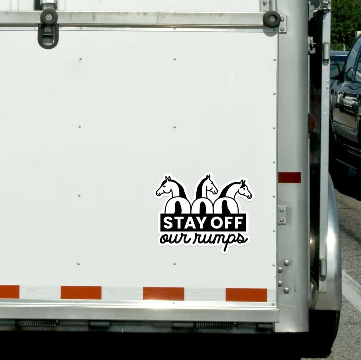 Dapplebay Stay Off Our Rumps! - Horse Trailer Decal: Black / Regular
