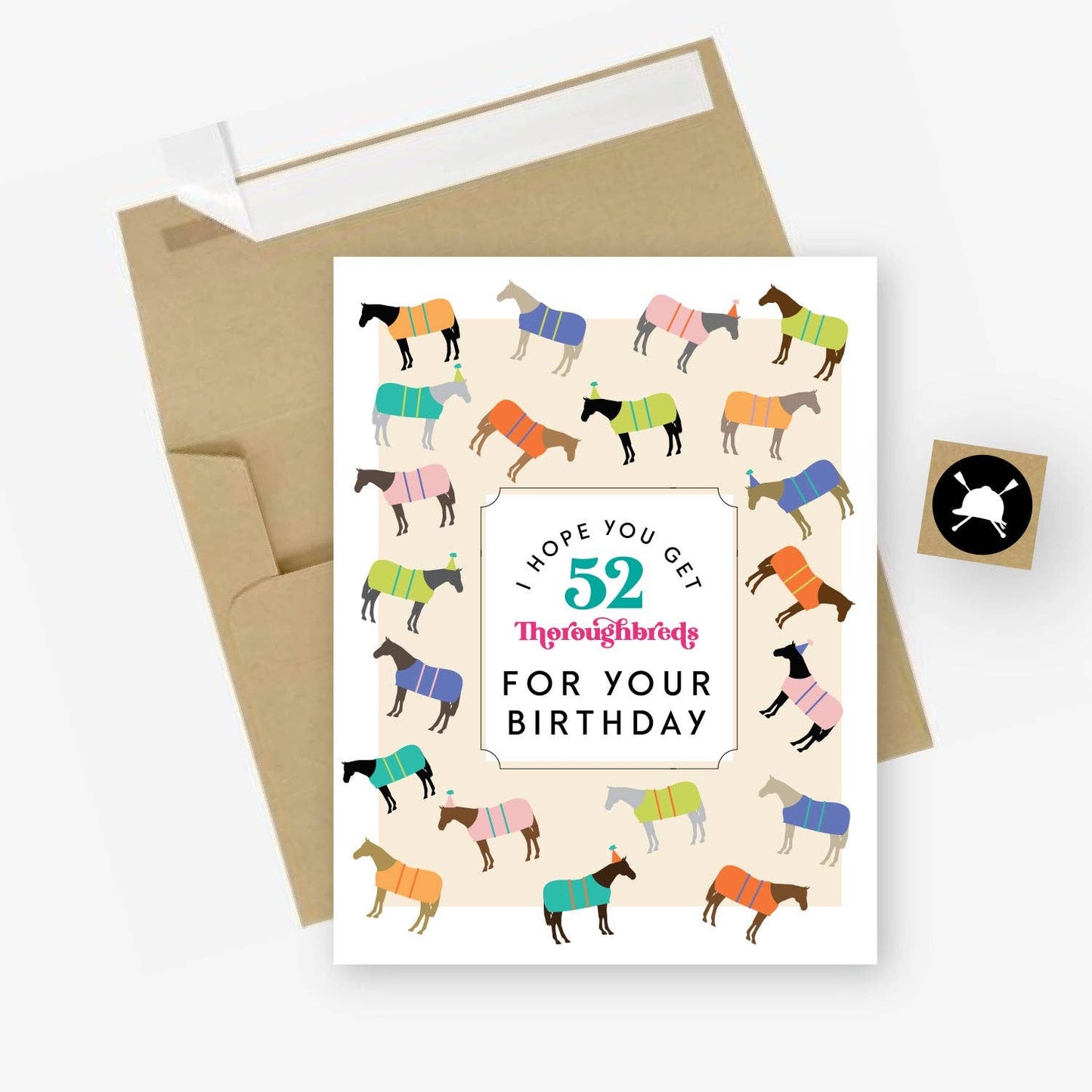 52 Thoroughbreds Horse Birthday Card for Equestrians