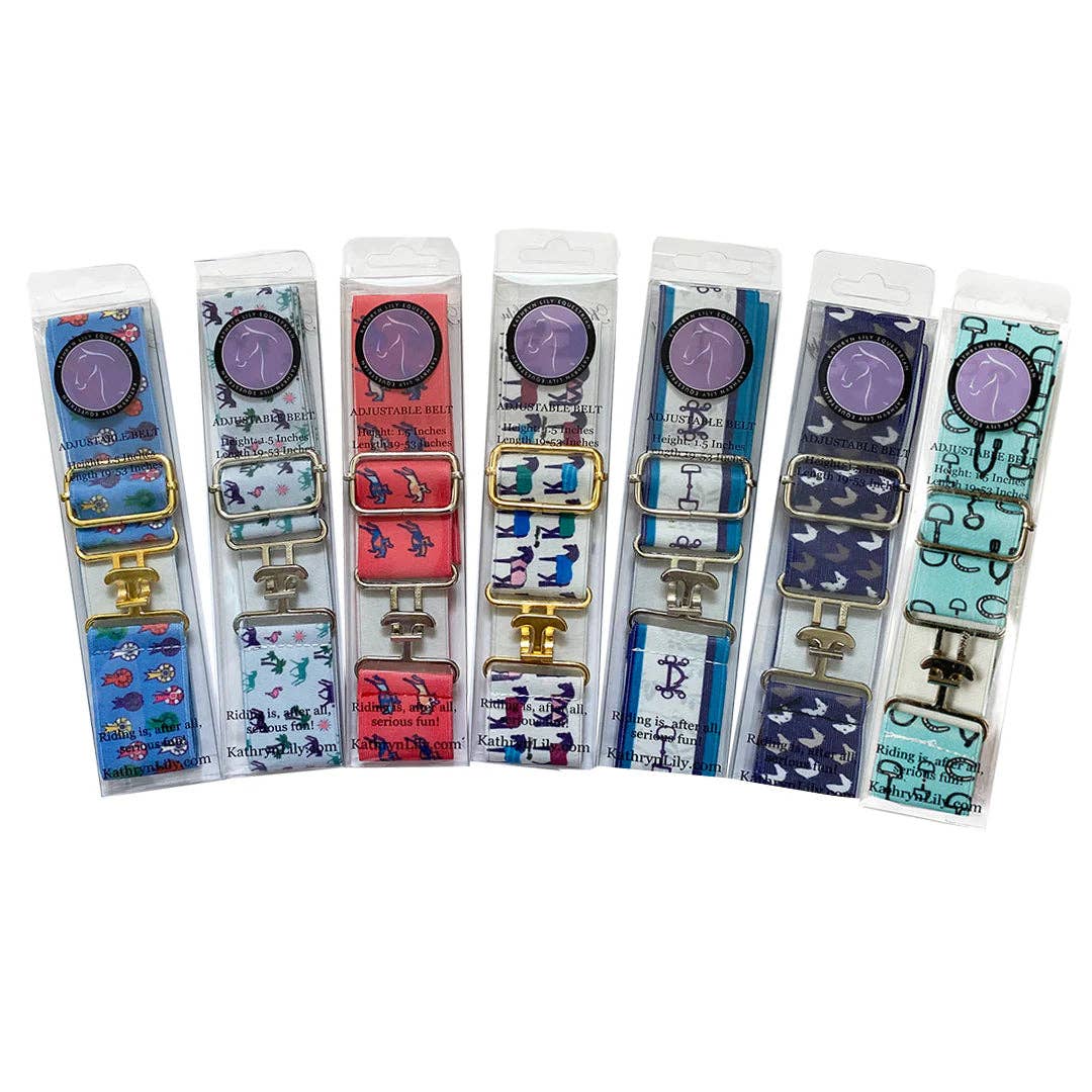 Adjustable Elastic Blanket Belt: Peach Trotting Ponies