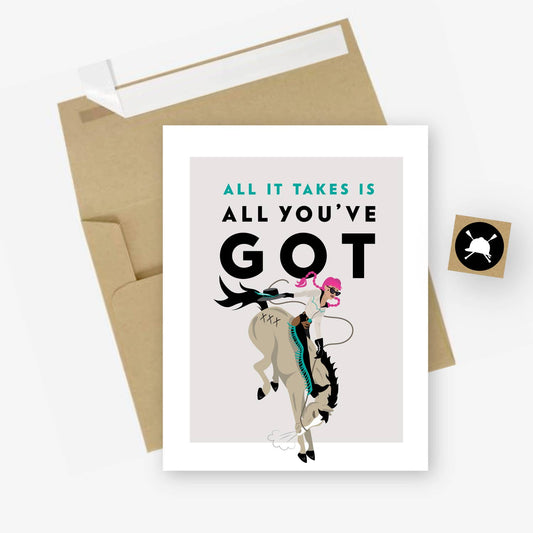 All it Takes is All You've Got cowgirl card and envelope