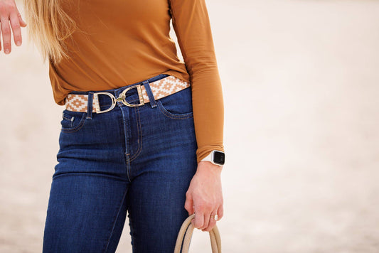 Caramel Polo - 1.5" Gold Stirrup Elastic Belt