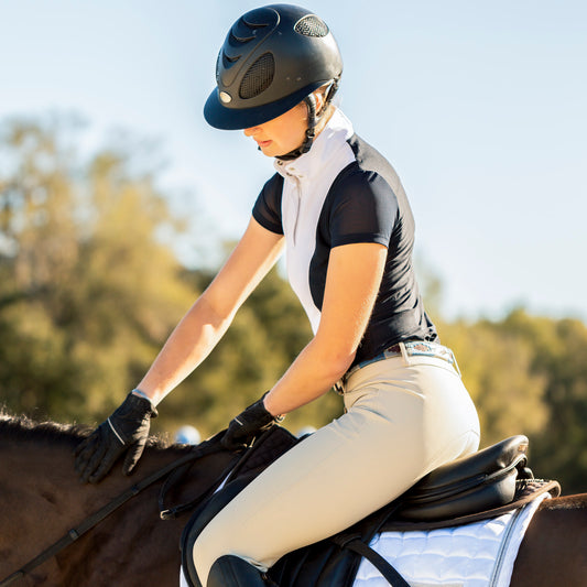 Tan knee-patch breeches