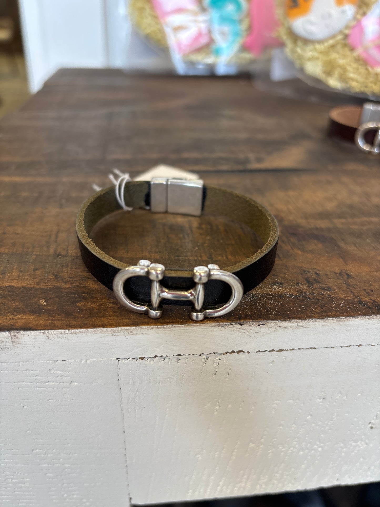 Leather bit horse bracelet