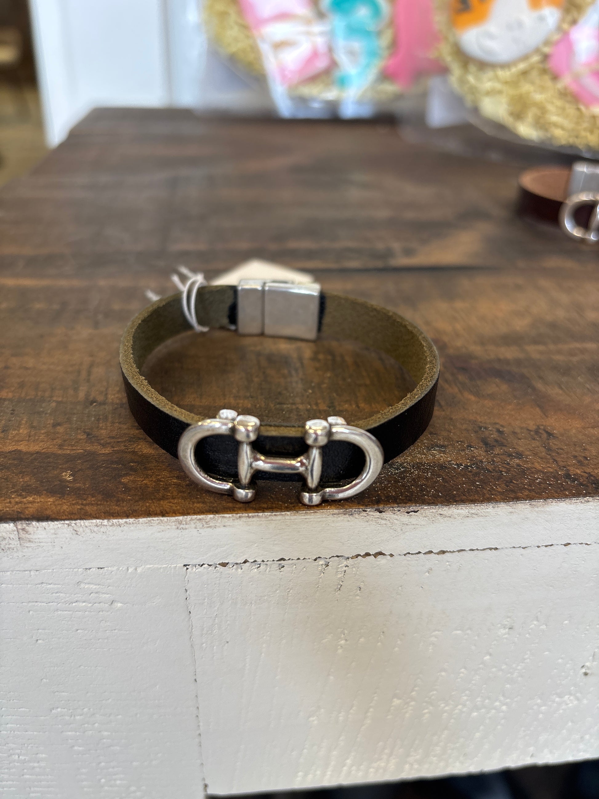 Leather bit horse bracelet