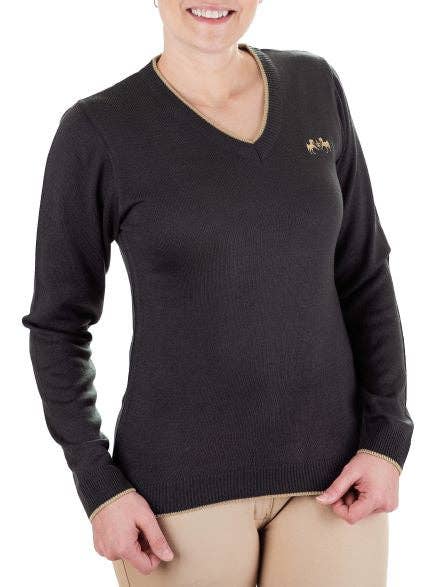 Equine Couture Morgan V-Neck Sweater: Charcoal