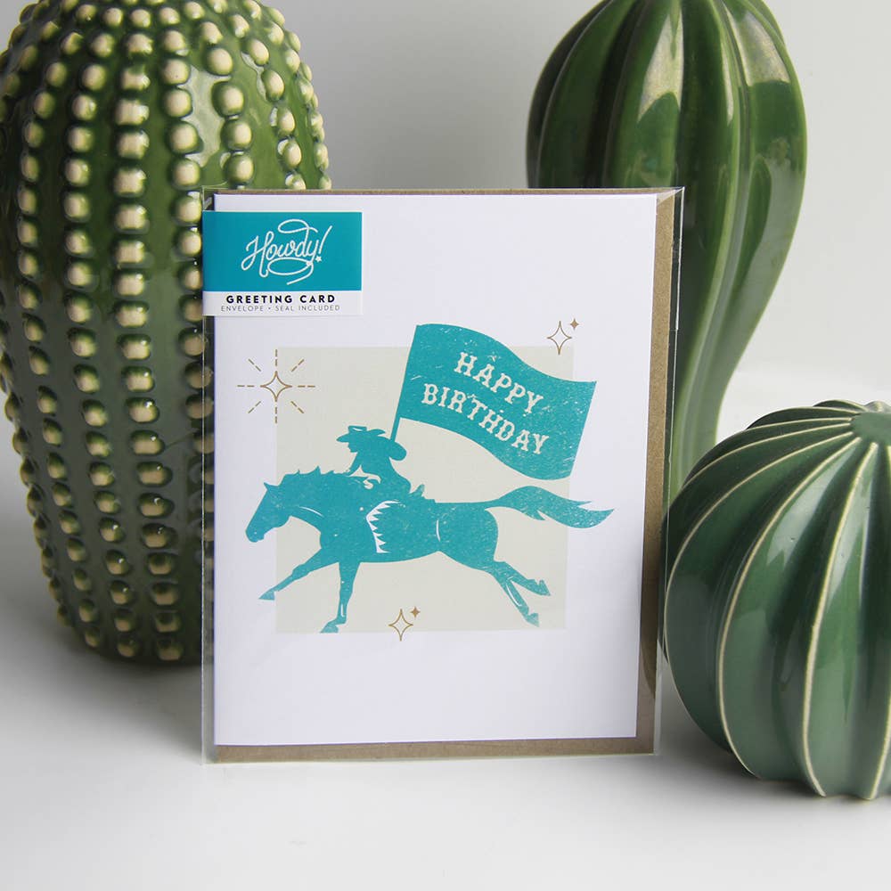 Happy Birthday equestrian card and envelope