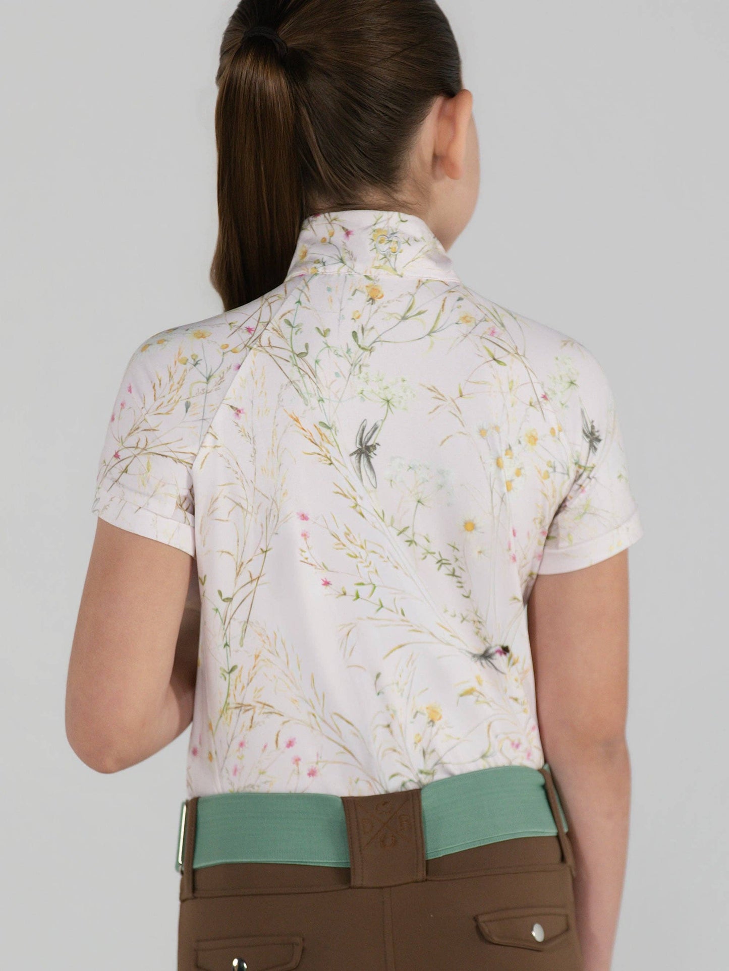 Dapplebay Kids Dragonfly Meadow 1/4 Zip SS Riding Top-Light Pink