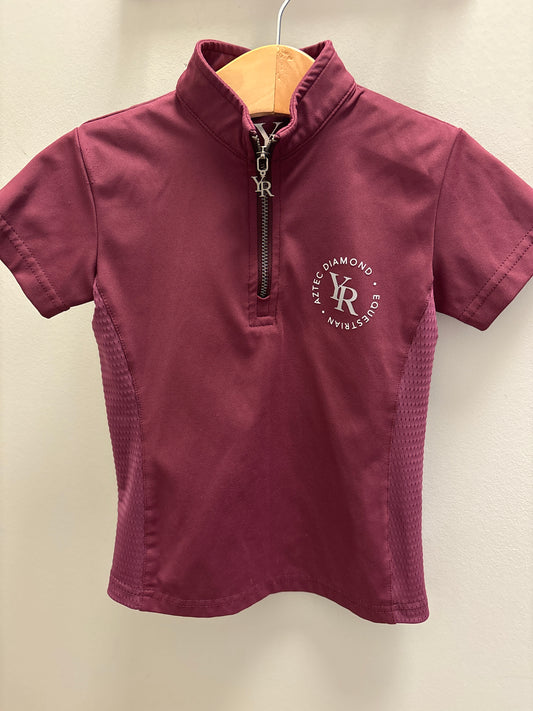 Aztec Diamond Maroon Short Sleeve Riding Shirt Kids 4/5