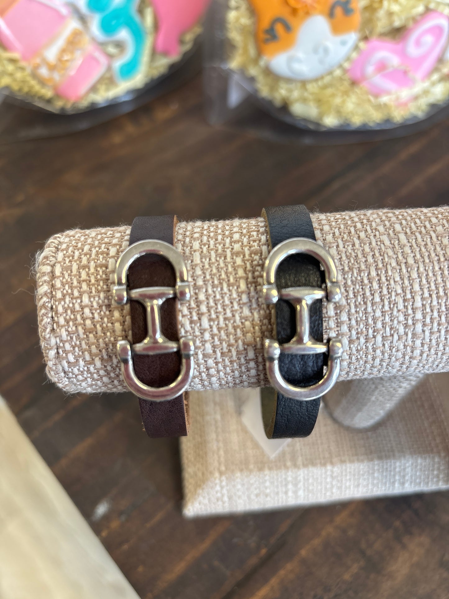 Leather bit horse bracelet