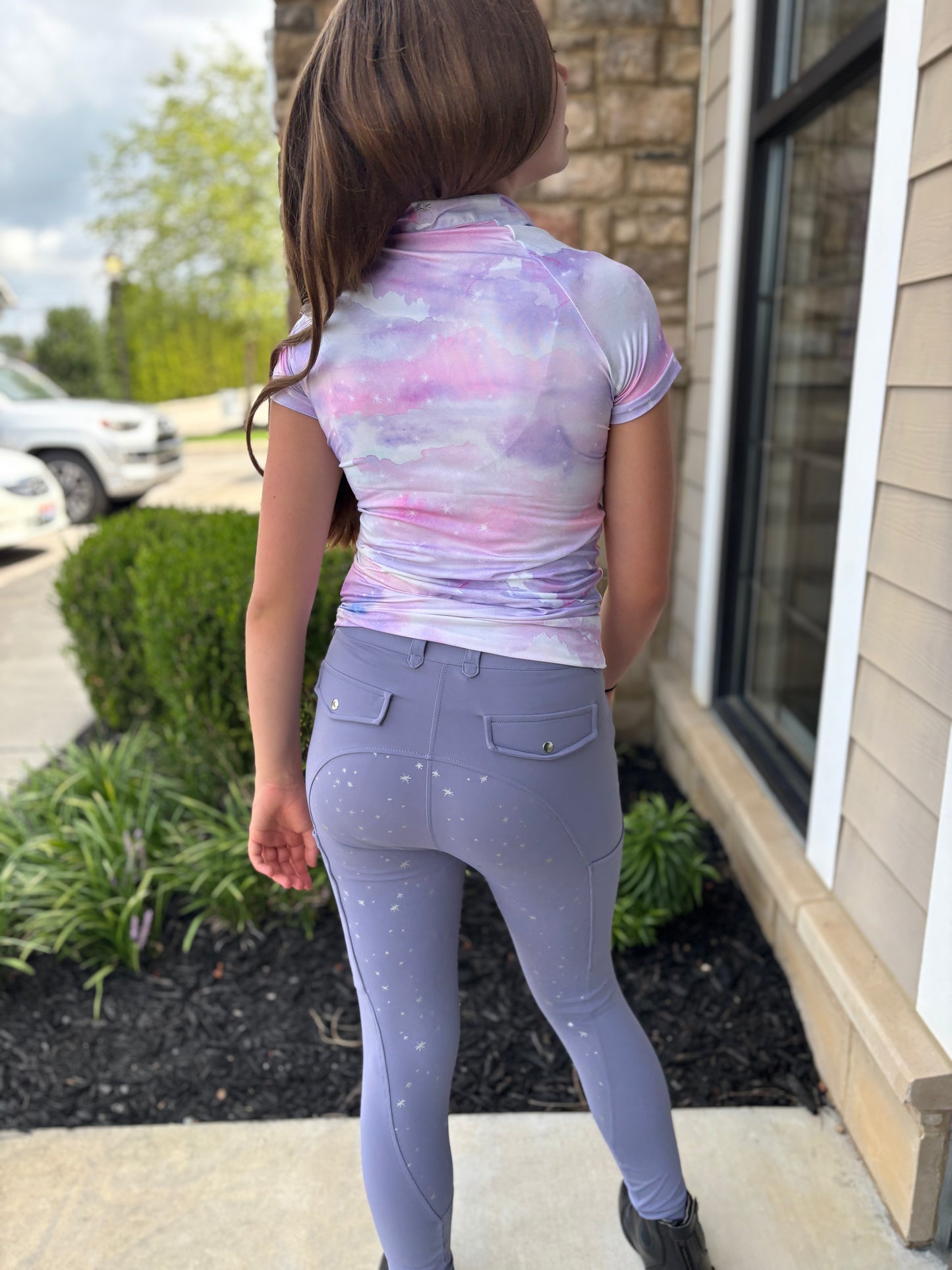 Dapplebay Lavender Haze Compression Full Seat Riding Breeches: Lavender