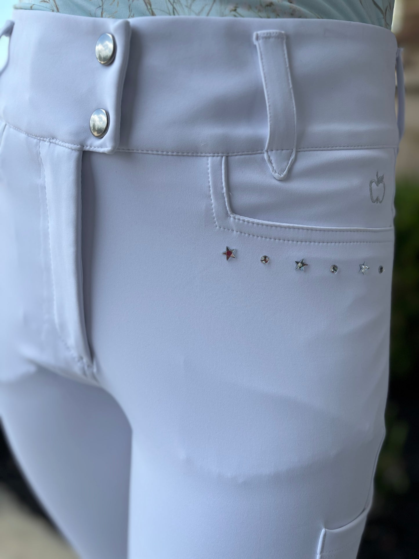Dapplebay Shine On Compression Full Seat Show Breeches - White