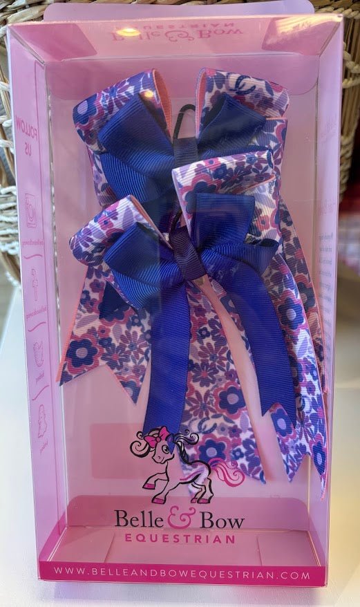 Purple equestrian bows