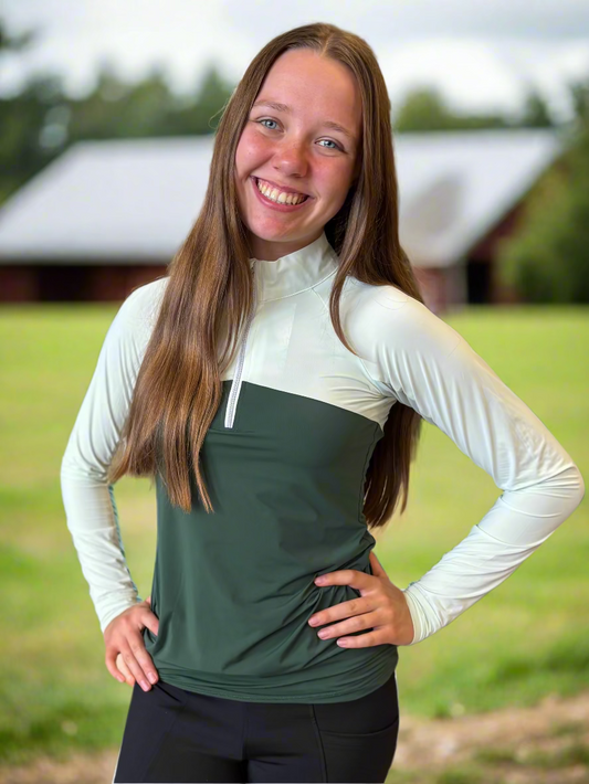 Dapplebay Lady 1/4 Zip Riding Top Teal/Evergreen