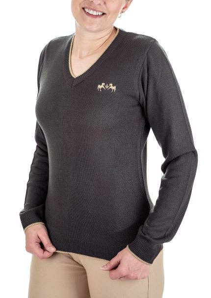 Equine Couture Morgan V-Neck Sweater: Charcoal