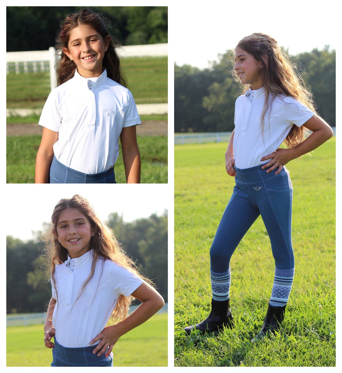 Equine Couture Children's Cara Short Sleeve Show Shirt: White