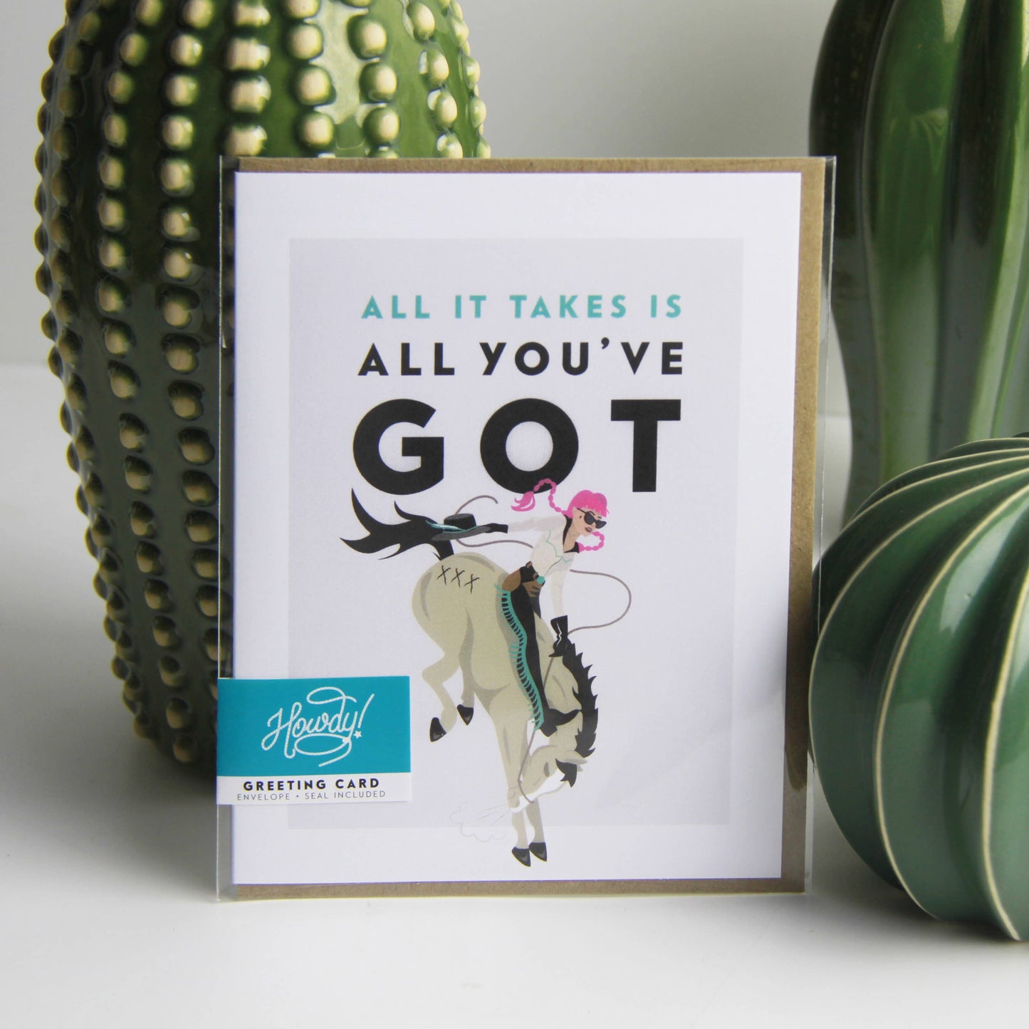 All it Takes is All You've Got cowgirl card and envelope