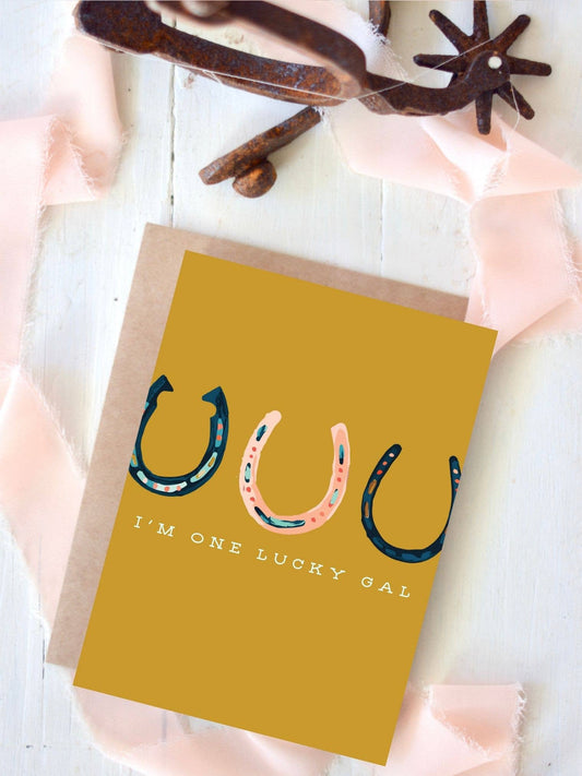 I'm One Lucky Gal cowgirl card and envelope
