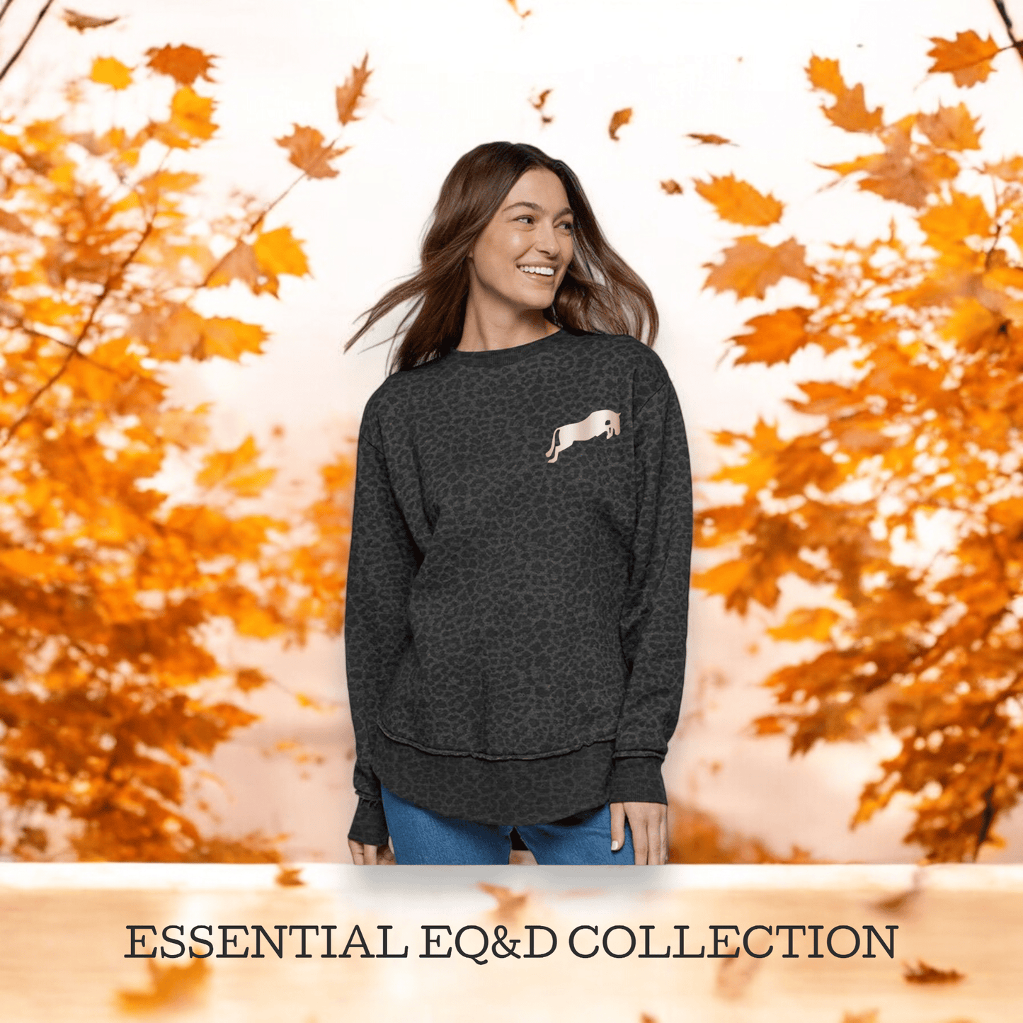 LET'S JUMP WOMEN'S SWEATSHIRT-BLACK LEOPARD